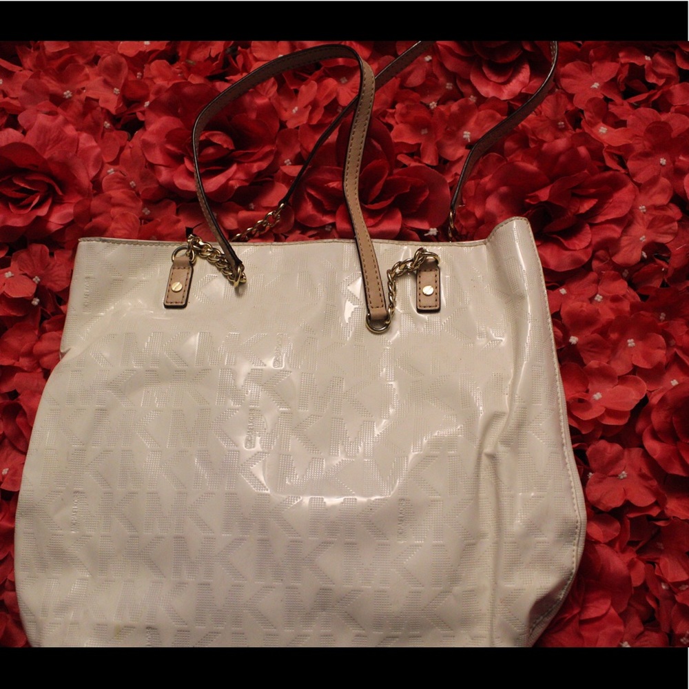 White and brown MK Purse